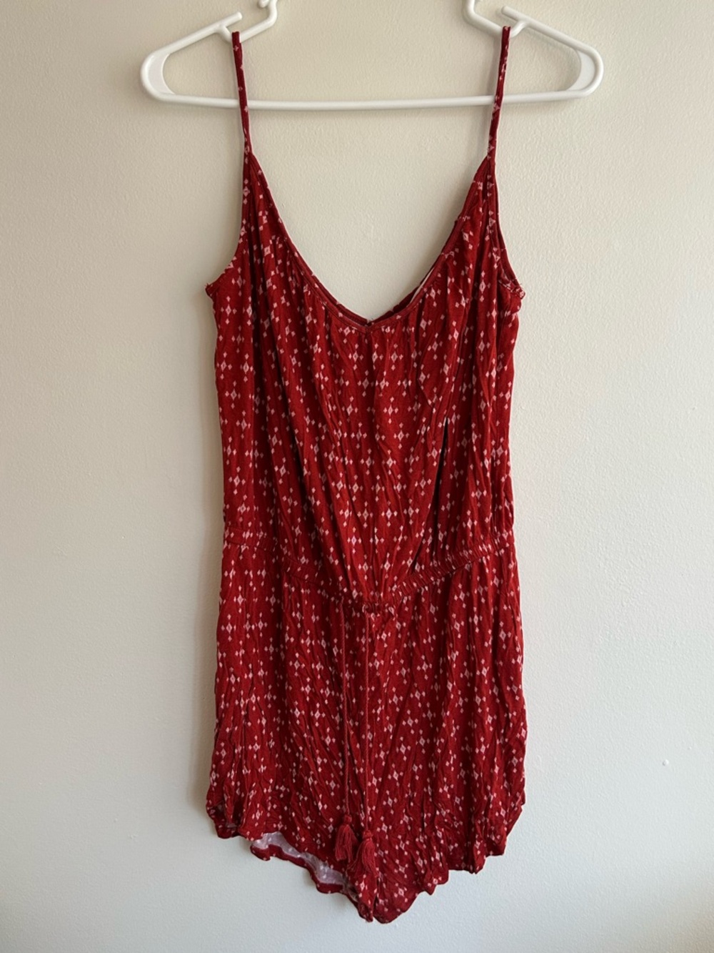 H&M Red Printed Spaghetti Strap Romper